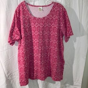 Blair 2X women’s short sleeve shirt pink and white and color 100% cotton